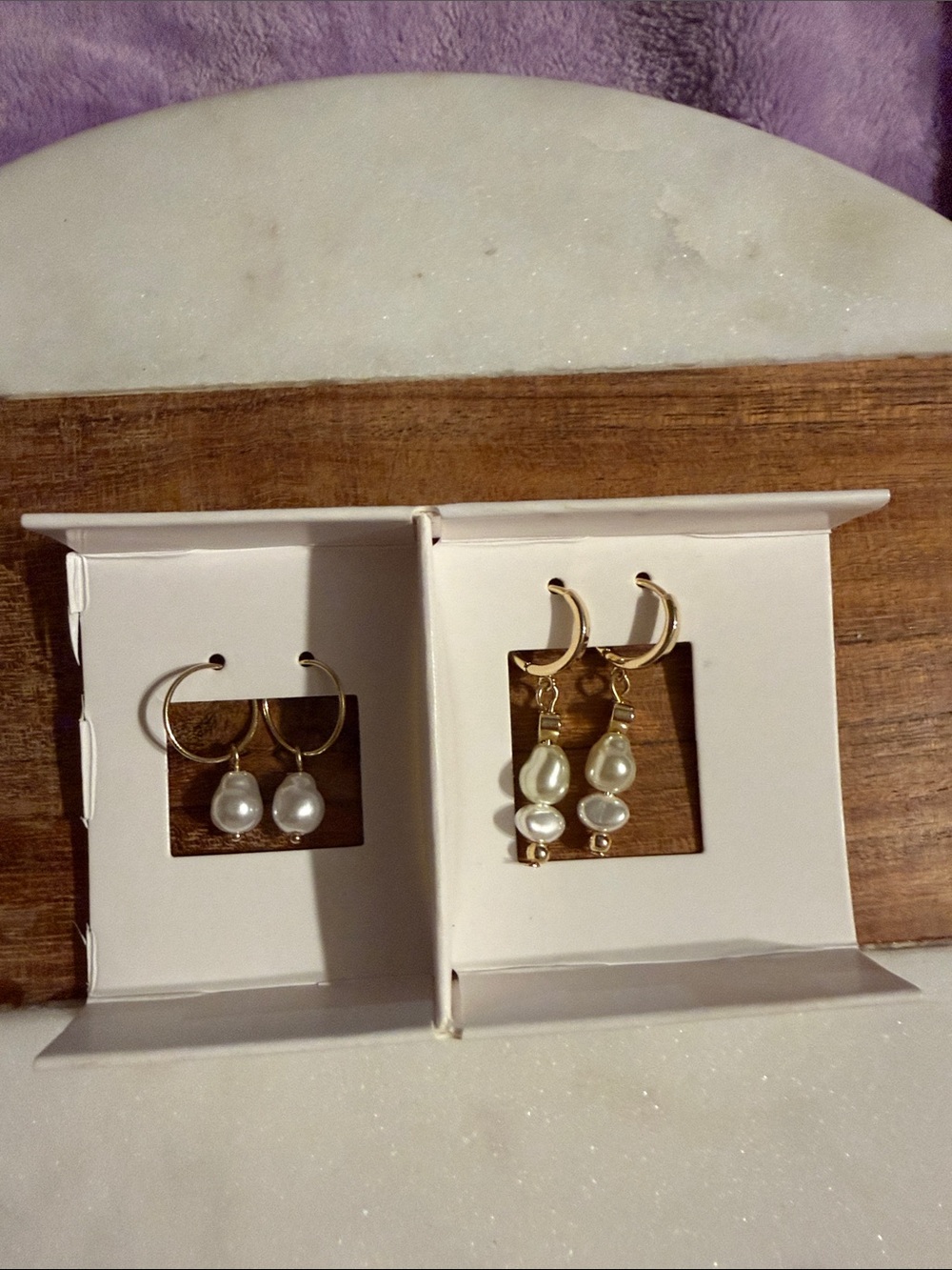 American Eagle Outfitters Gold Hoop Earrings with White Pearls